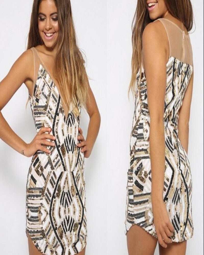 Geometric sequin dress