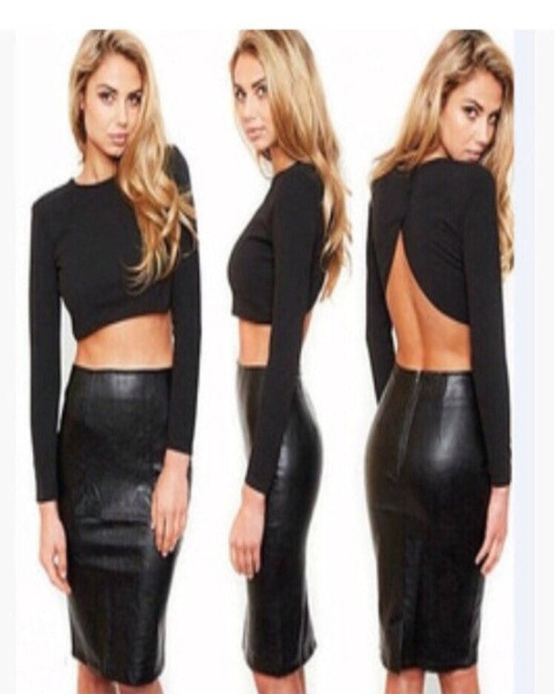 Black Crop Two Piece