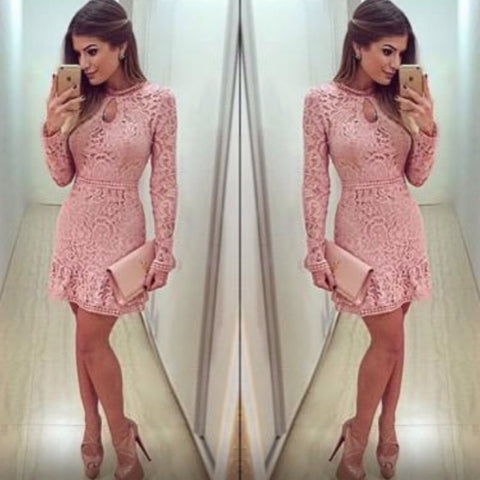 Caroline Pink Lace Dress
