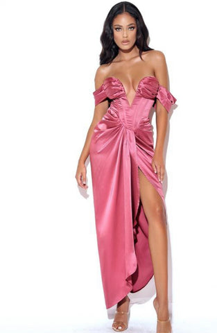 Arabella Pink Satin Dress