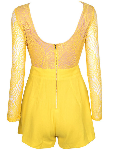 Abbey Yellow lace romper