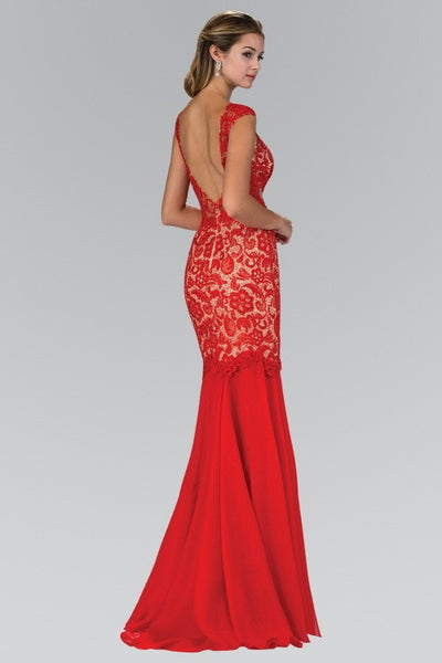 Mariah Red Floor Length Lace Dress