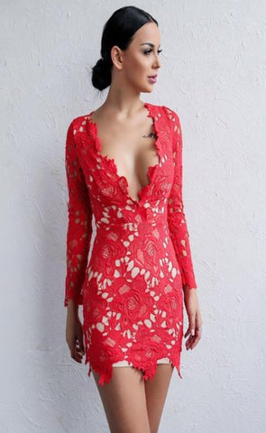 Karin Red Lace Bodycon