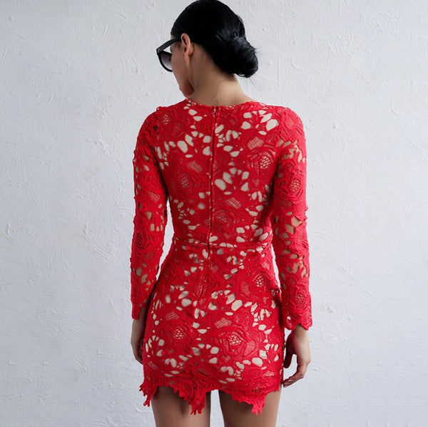 Karin Red Lace Bodycon