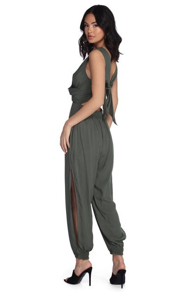 Roxanne Khaki Jumpsuit