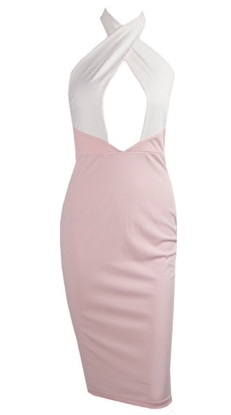 Mimi pastel pink halter dress