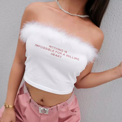 Angel faux Fur Trim Crop