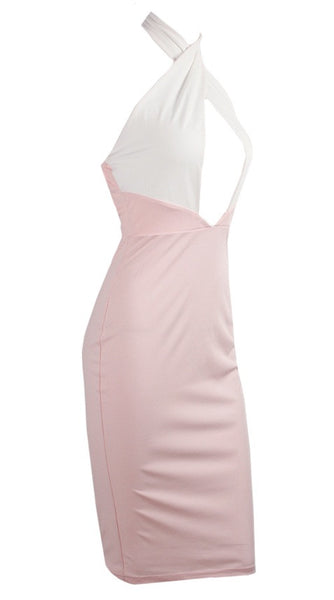 Mimi pastel pink halter dress
