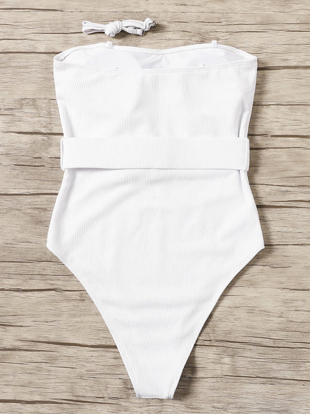 Classic White Ribbed swimsuit