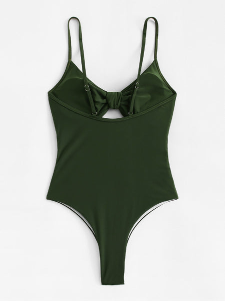 Khaki Bow Swimsuit