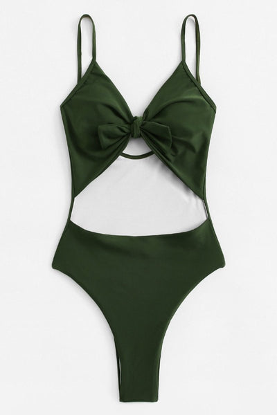 Khaki Bow Swimsuit