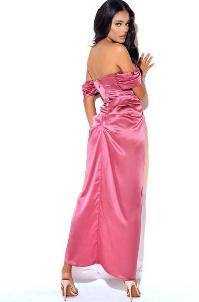 Arabella Pink Satin Dress